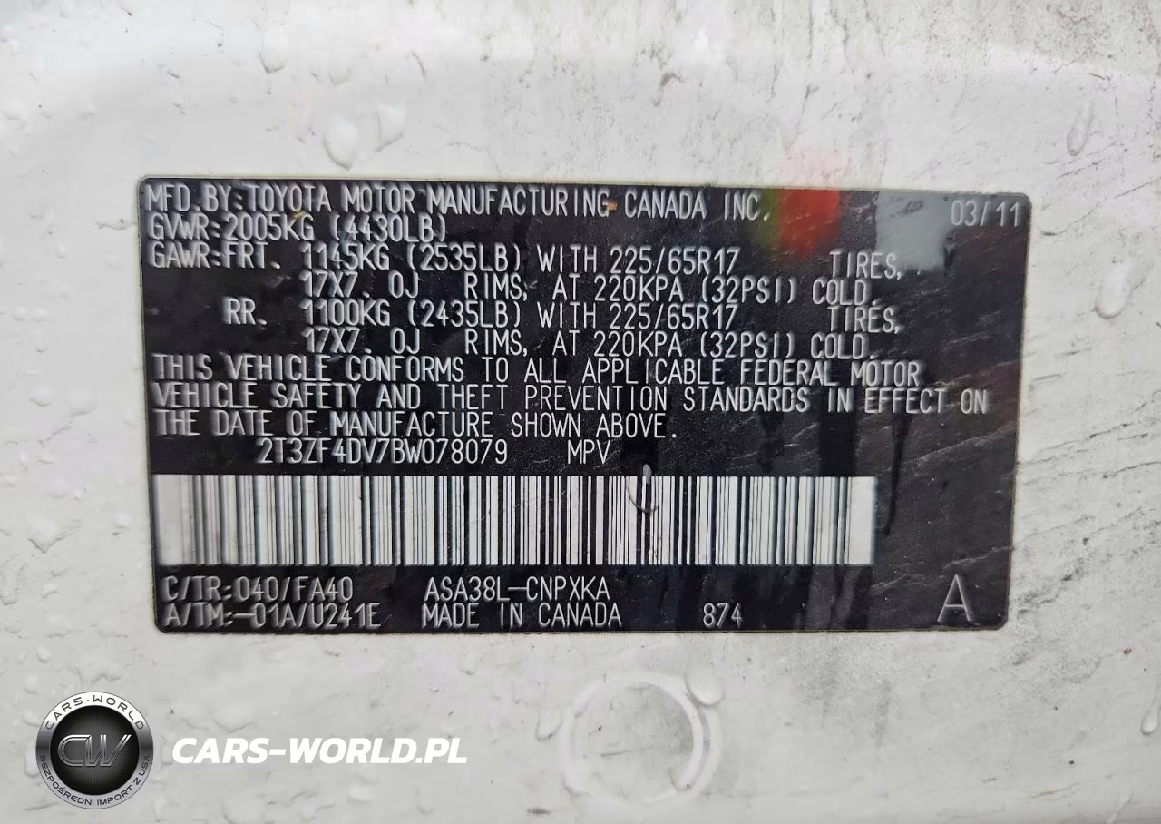 2011 Toyota Rav4 Base VIN:2T3ZF4DV7BW078079 - 12