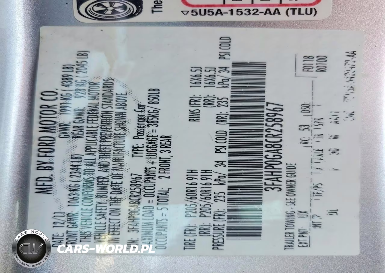 2012 Ford Fusion S VIN:3FAHP0GA8CR258967 - 13