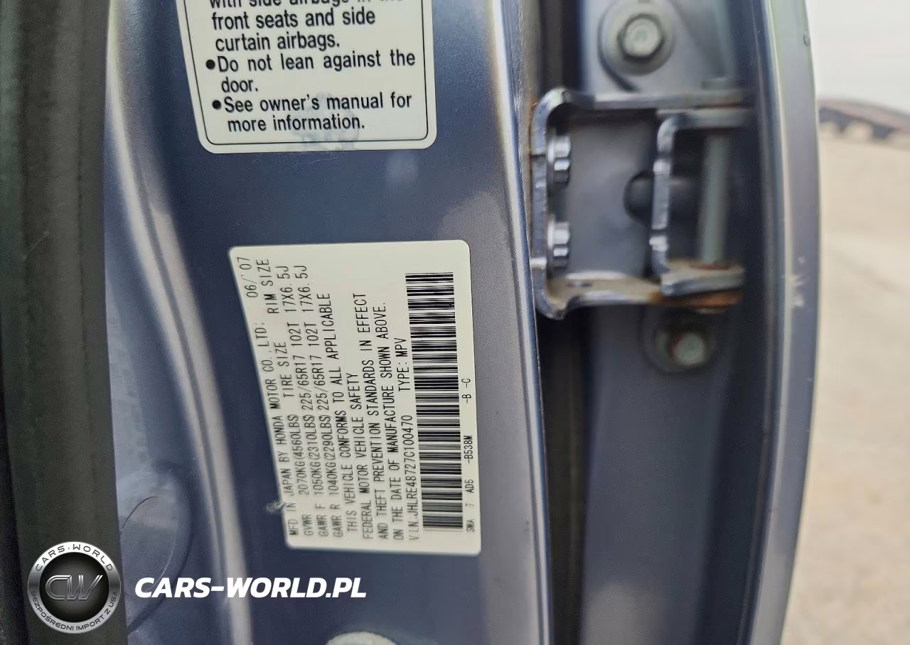 2007 Honda Cr-V Exl VIN:JHLRE48727C100470 - 13