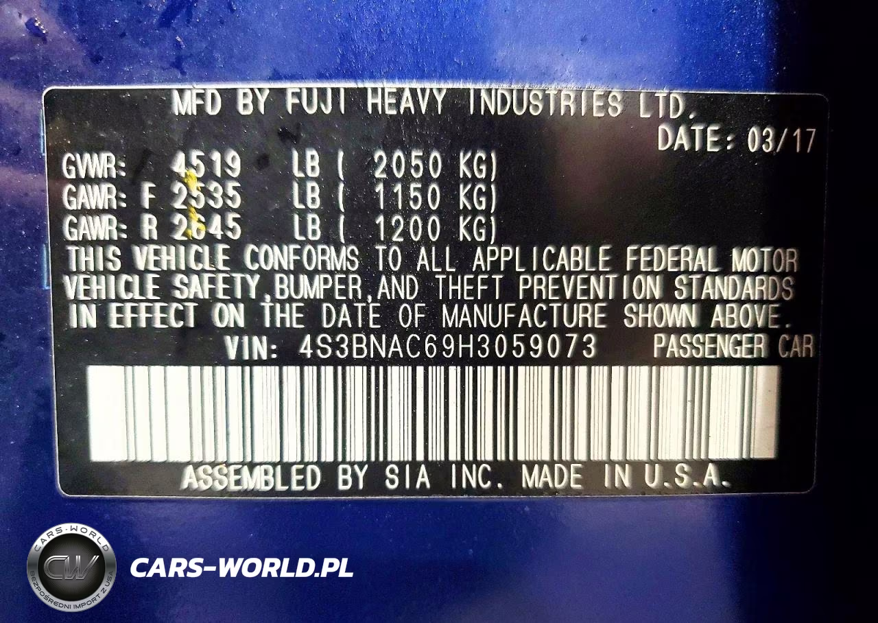 2017 Subaru Legacy 2.5I Premium VIN:4S3BNAC69H3059073 - 12