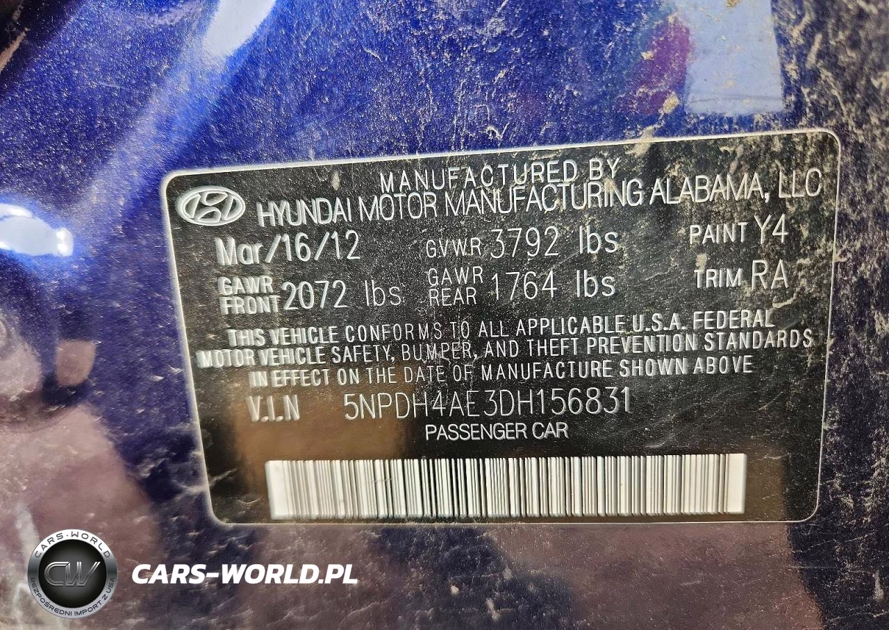 2013 Hyundai Elantra Limited VIN:5NPDH4AE3DH156831 - 12