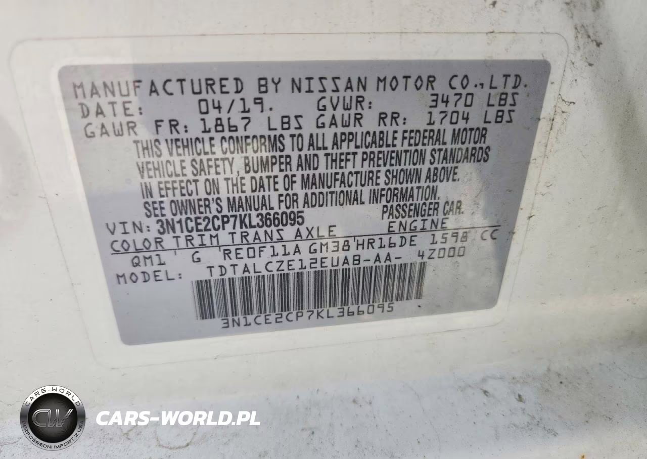 2019 Nissan Versa Note S VIN:3N1CE2CP7KL366095 - 13