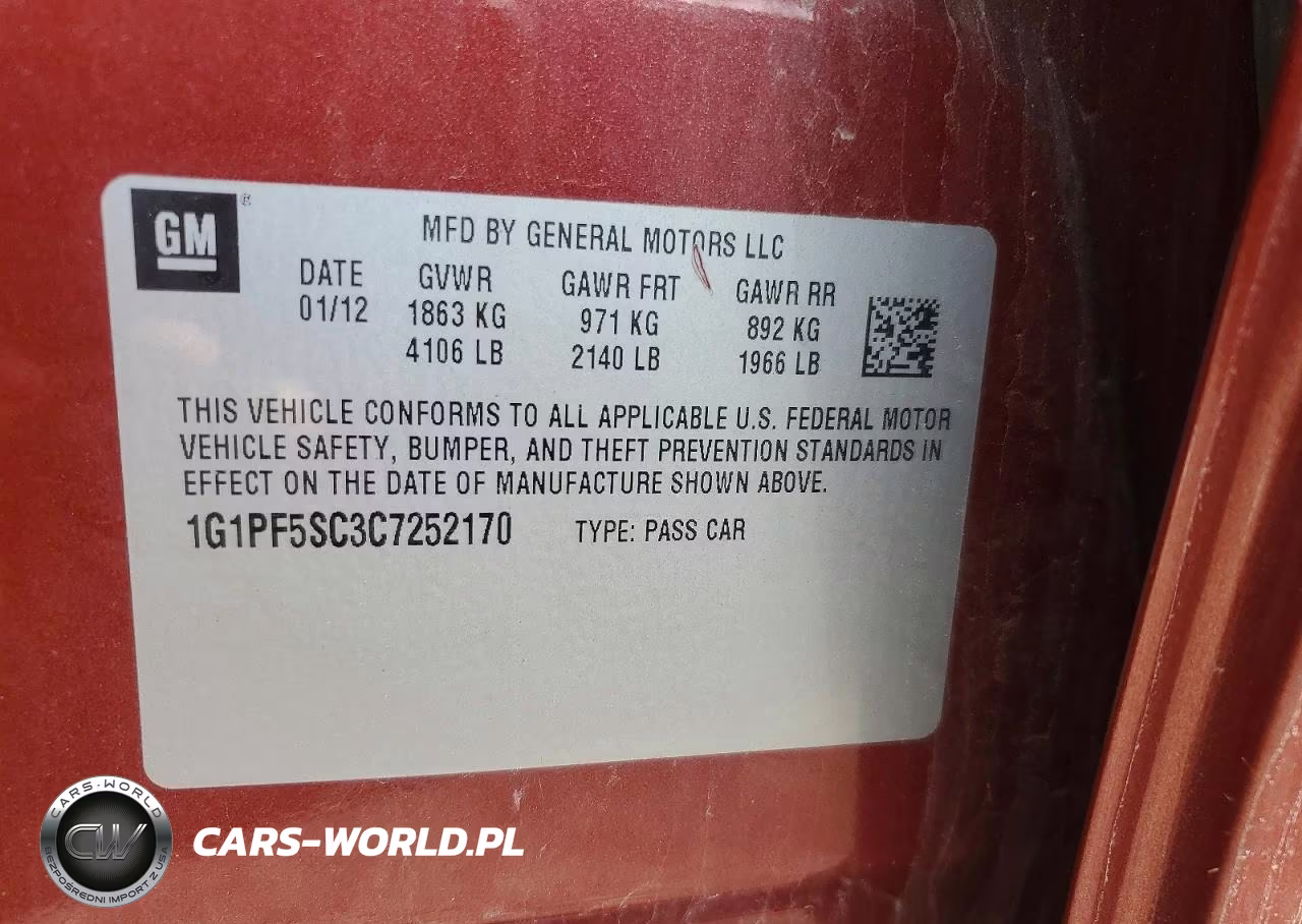 2012 Chevrolet Cruze Lt VIN:1G1PF5SC3C7252170 - 12
