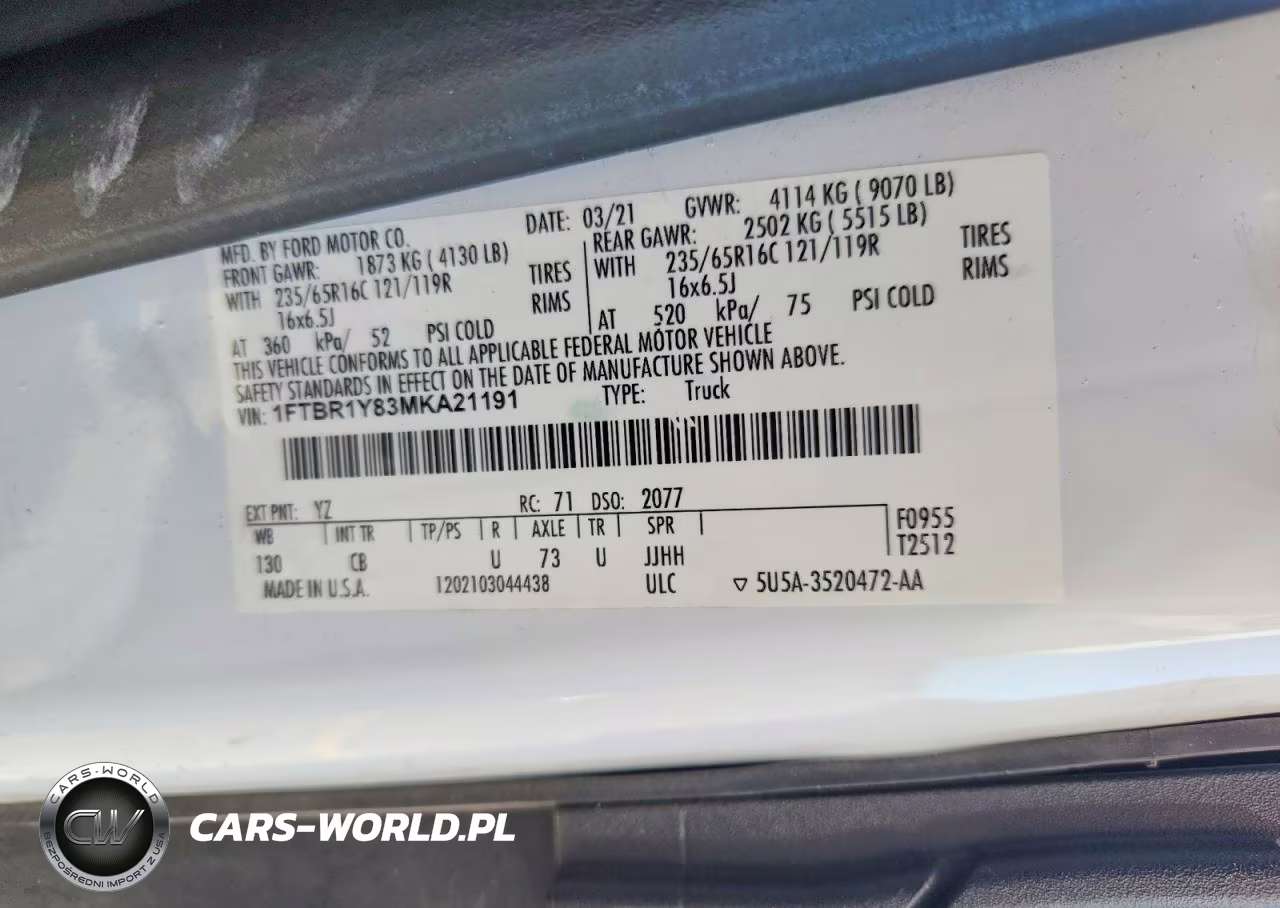 2021 Ford Transit T-250 VIN:1FTBR1Y83MKA21191 - 13