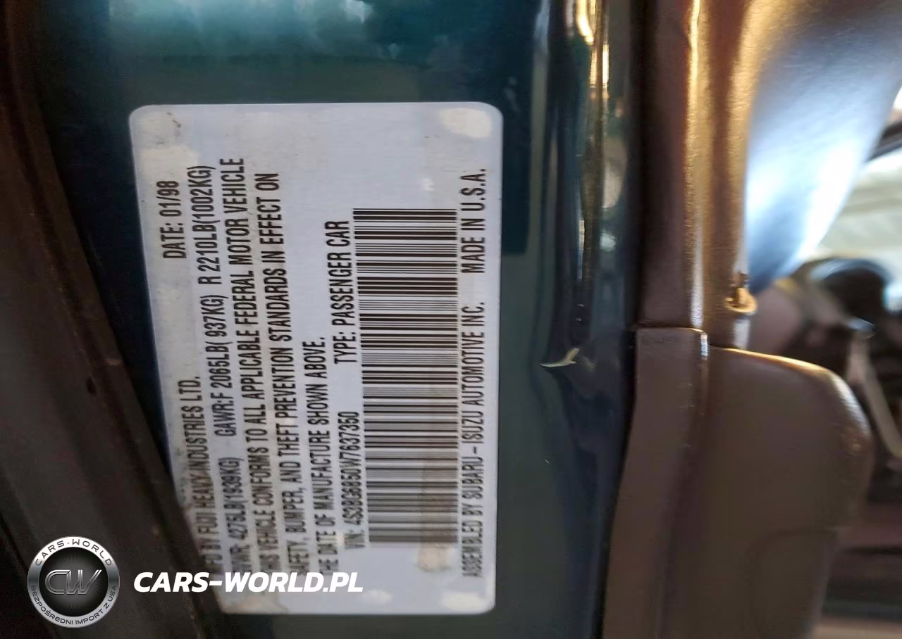 1998 Subaru Legacy 30Th Anniversary Outback VIN:4S3BG6850W7637350 - 12
