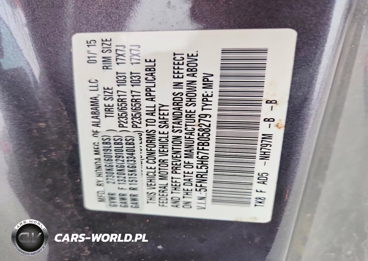 2015 Honda Odyssey Exl VIN:5FNRL5H67FB058279 - 14