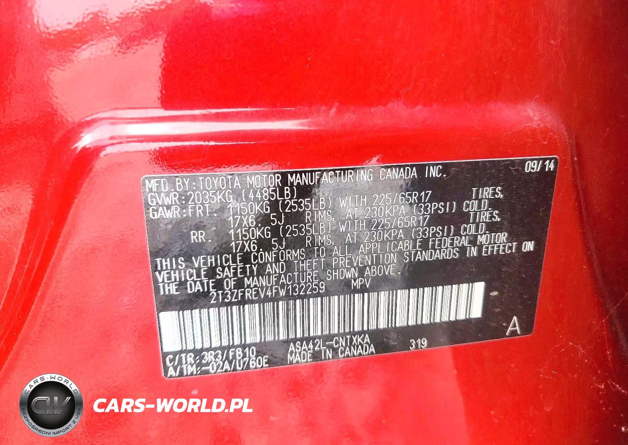 2015 Toyota Rav4 Le VIN:2T3ZFREV4FW132259 - 13