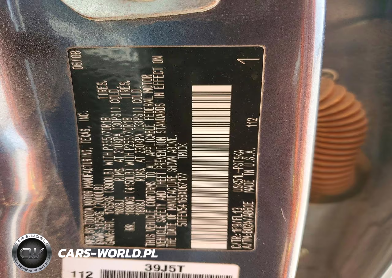 2008 Toyota Tundra VIN:5TFEV54168X067177 - 12