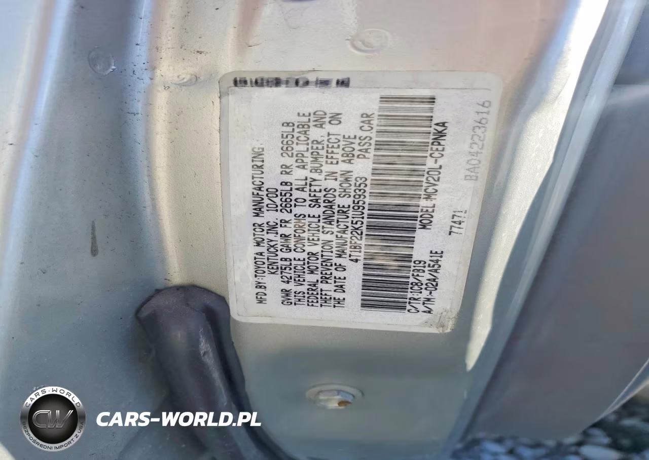 2001 Toyota Camry Le V6 VIN:4T1BF22K51U959353 - 12