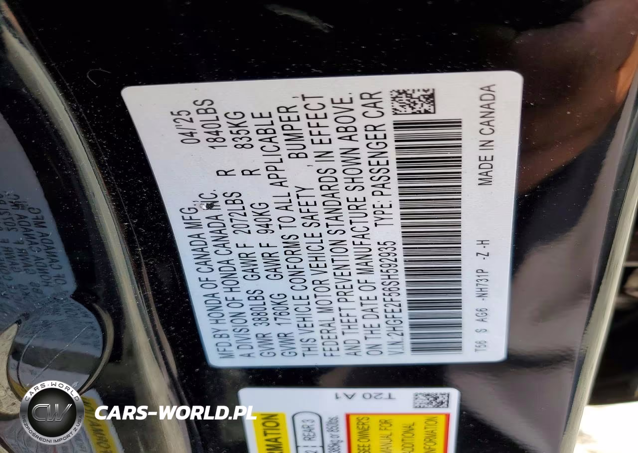 2025 Honda Civic Sport VIN:2HGFE2F56SH592935 - 12