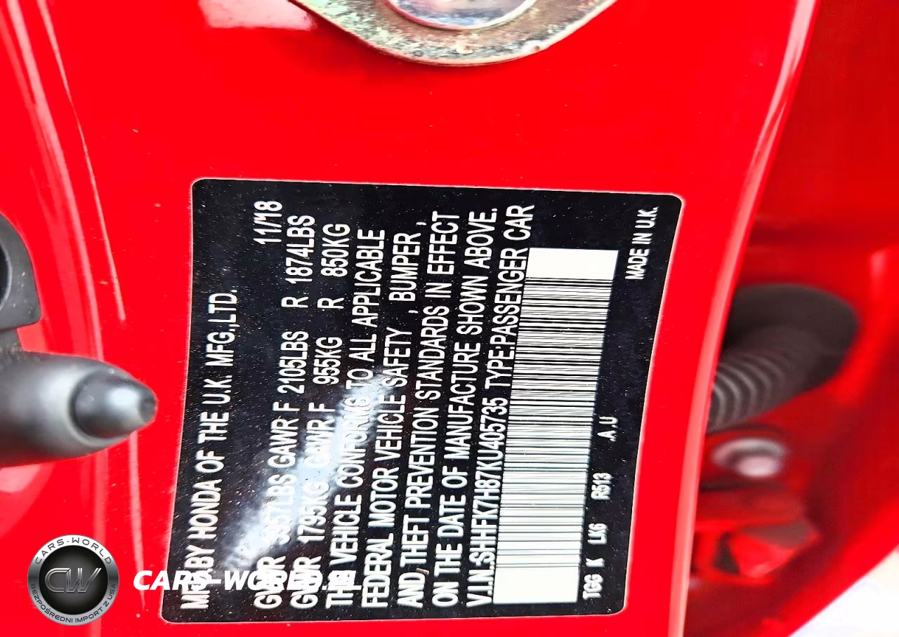2019 Honda Civic Exl VIN:SHHFK7H87KU405735 - 12