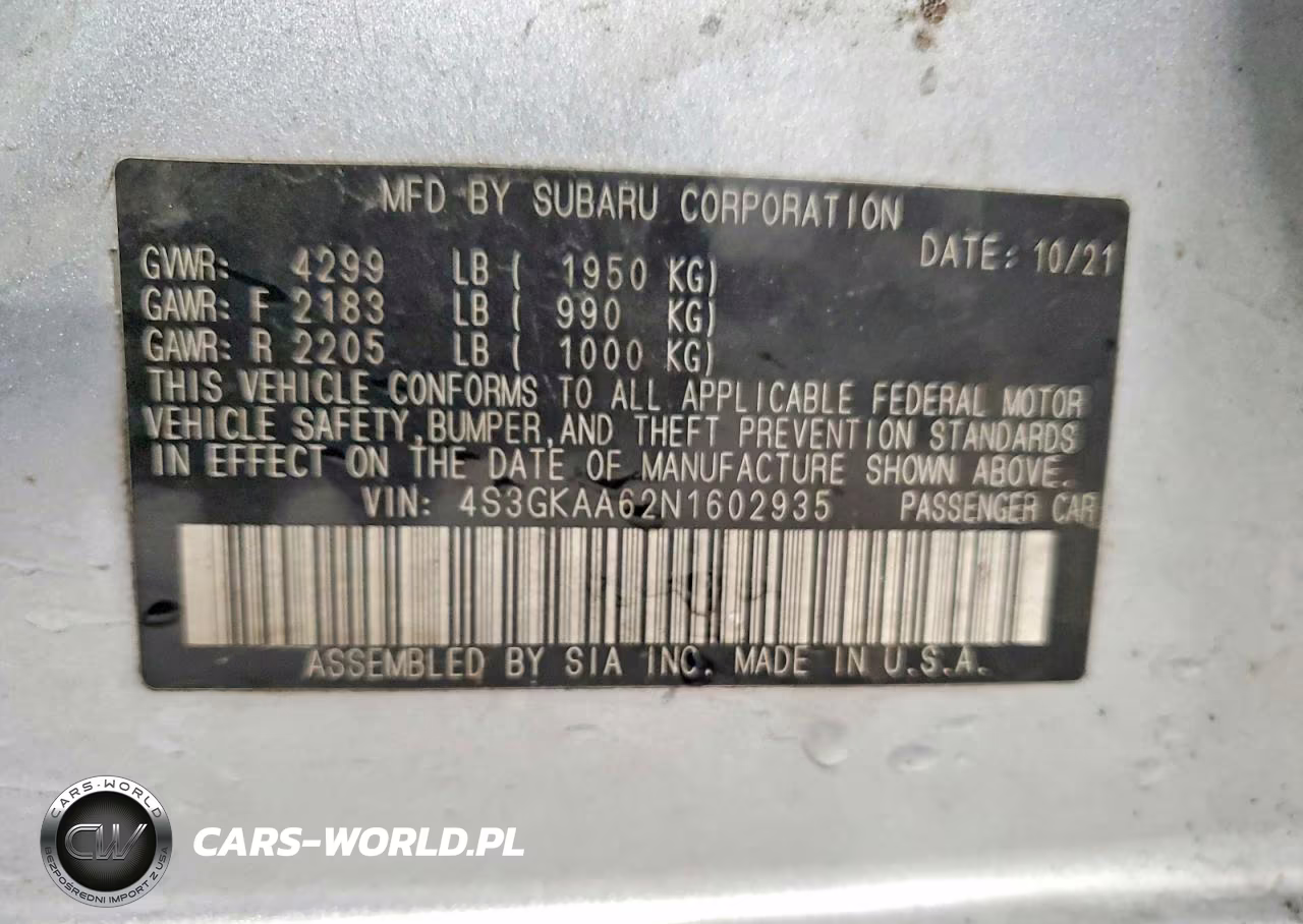 2022 Subaru Impreza VIN:4S3GKAA62N1602935 - 12