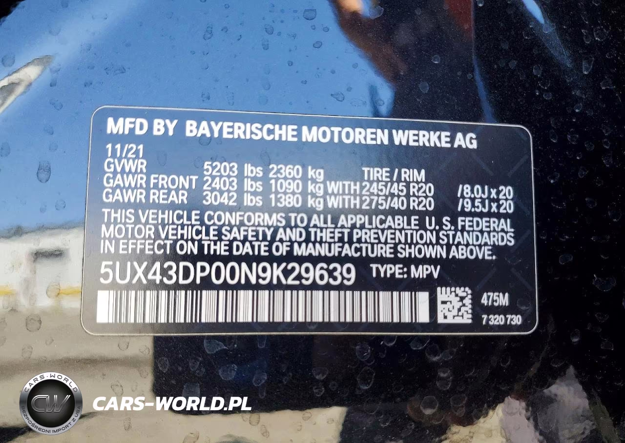 2022 BMW X3 Sdrive30I VIN:5UX43DP00N9K29639 - 14