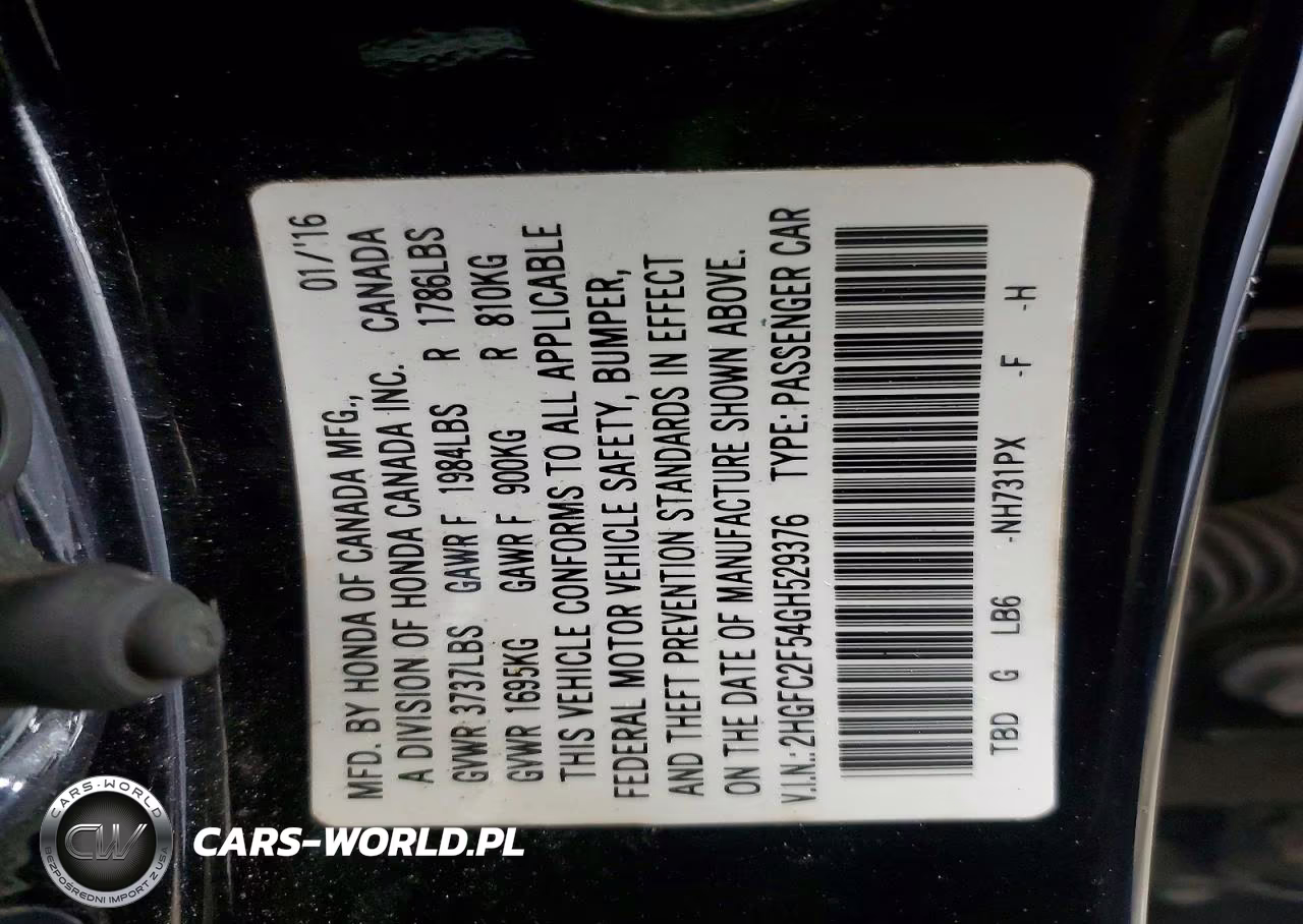 2016 Honda Civic Lx VIN:2HGFC2F54GH529376 - 12