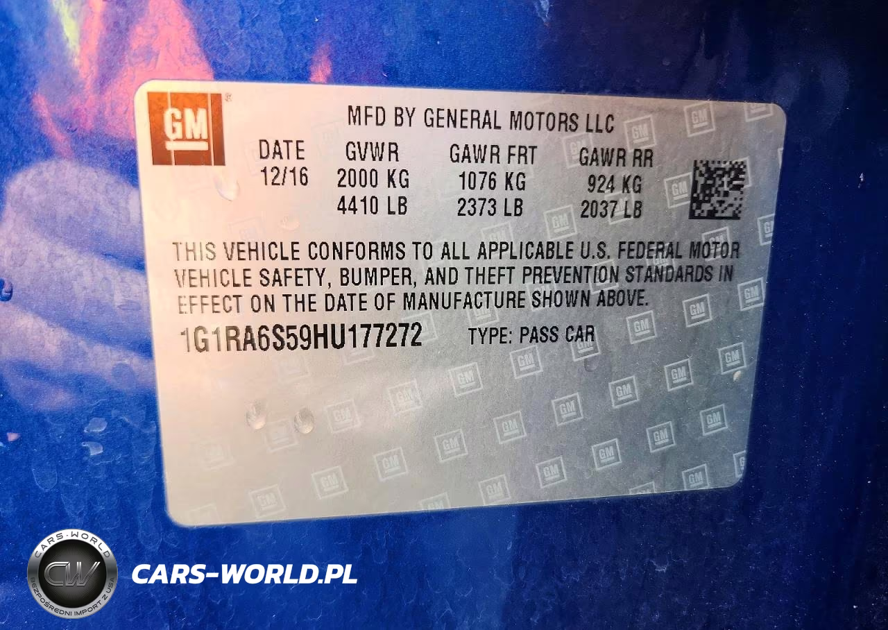 2017 Chevrolet Volt Lt VIN:1G1RA6S59HU177272 - 12