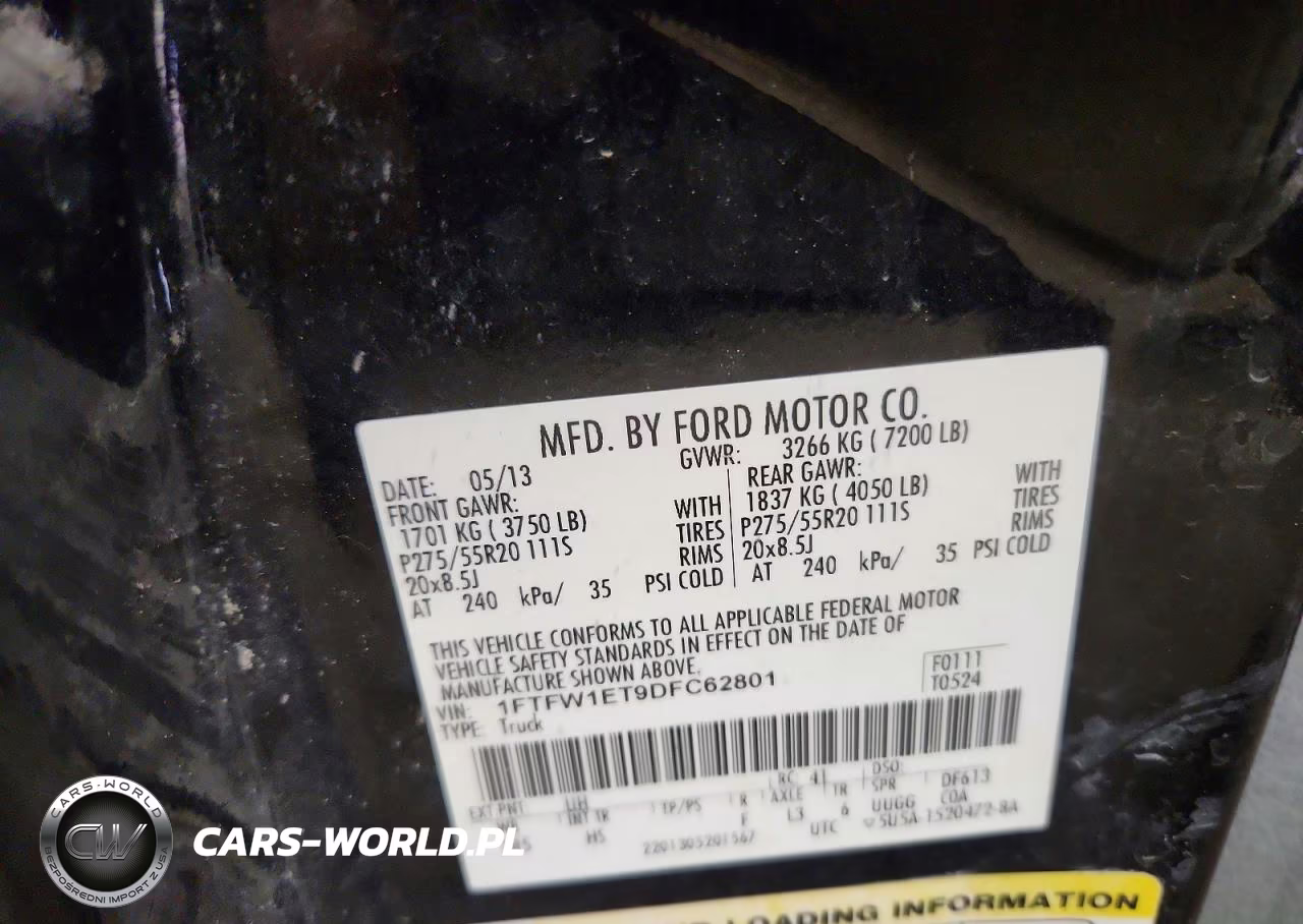 2013 Ford F150 Supercrew VIN:1FTFW1ET9DFC62801 - 12