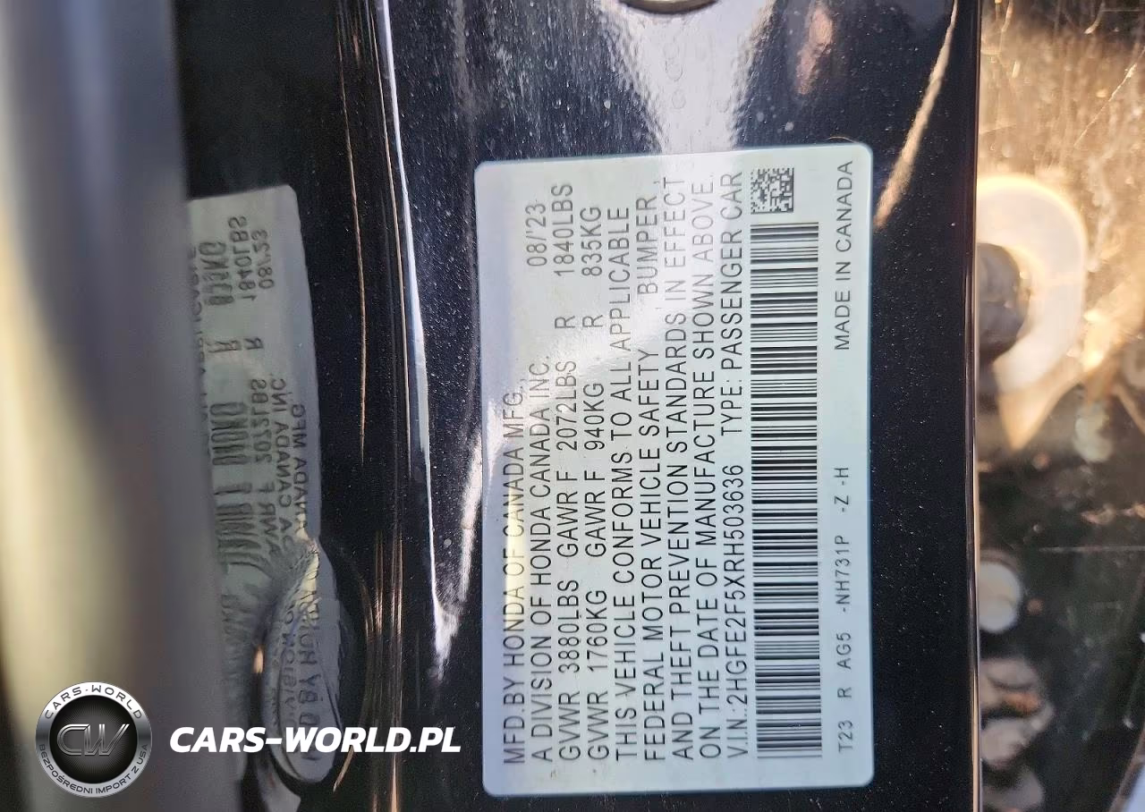 2024 Honda Civic Sport VIN:2HGFE2F5XRH503636 - 12