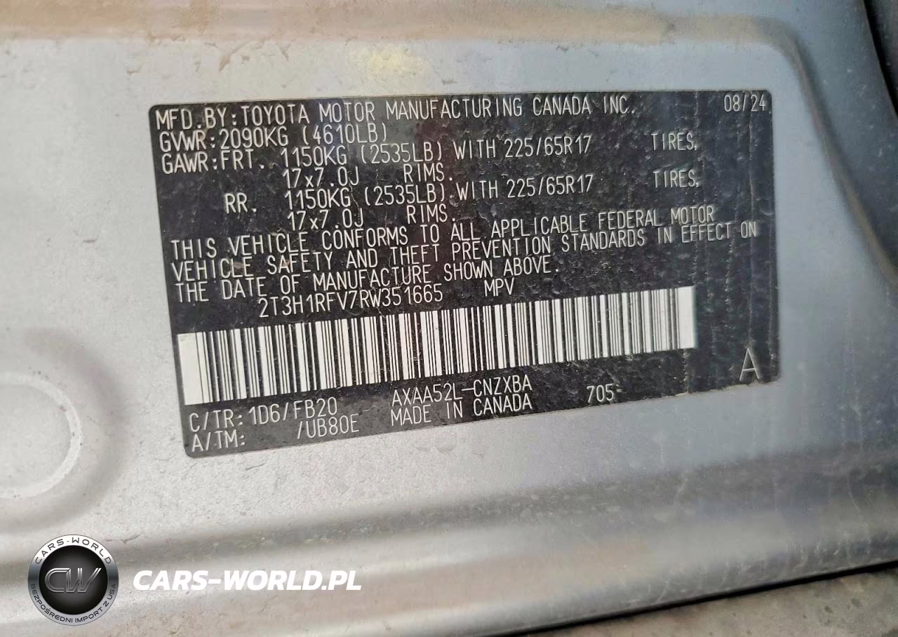 2024 Toyota Rav4 Le VIN:2T3H1RFV7RW351665 - 12