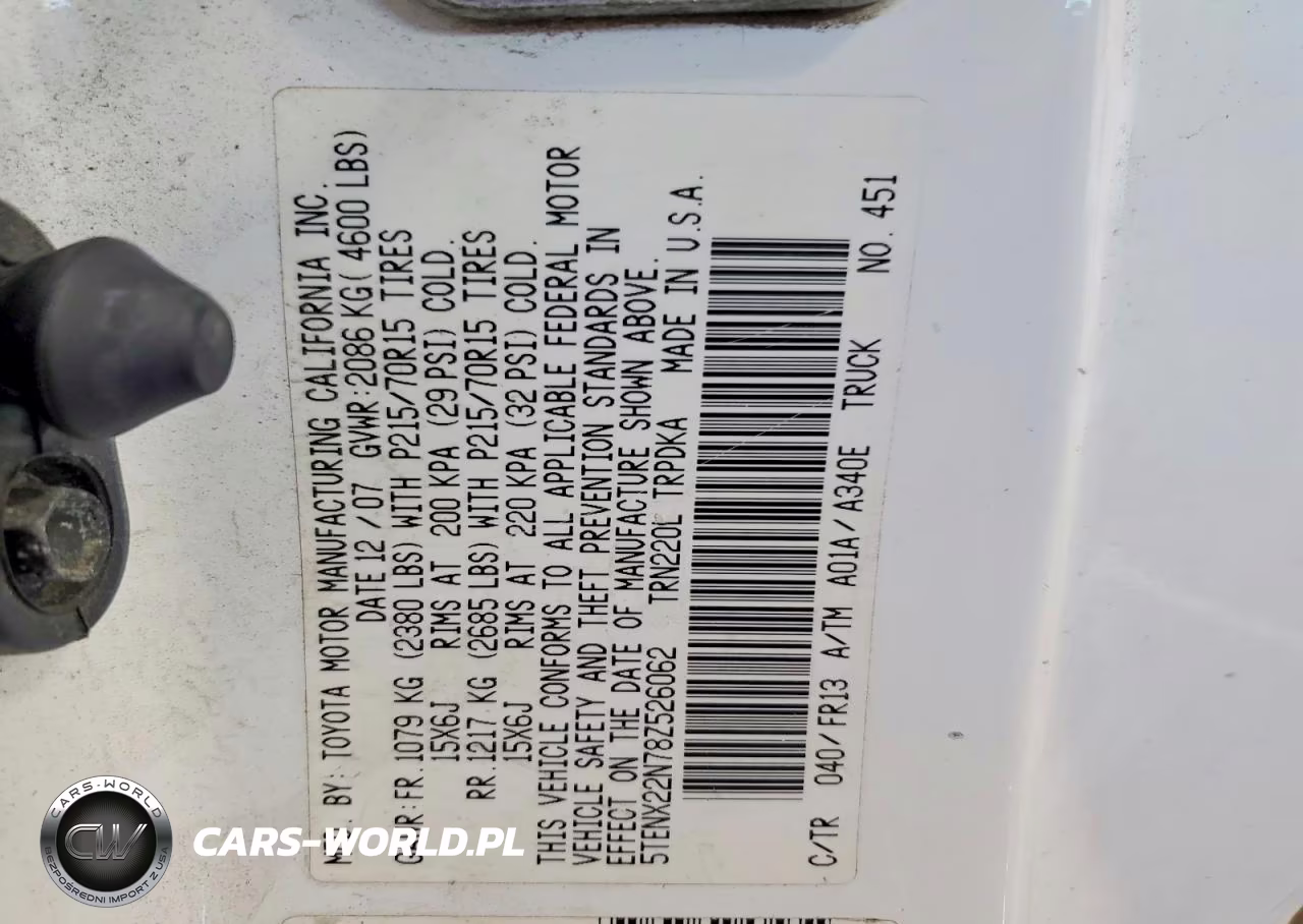 2008 Toyota Tacoma Base VIN:5TENX22N78Z526062 - 12