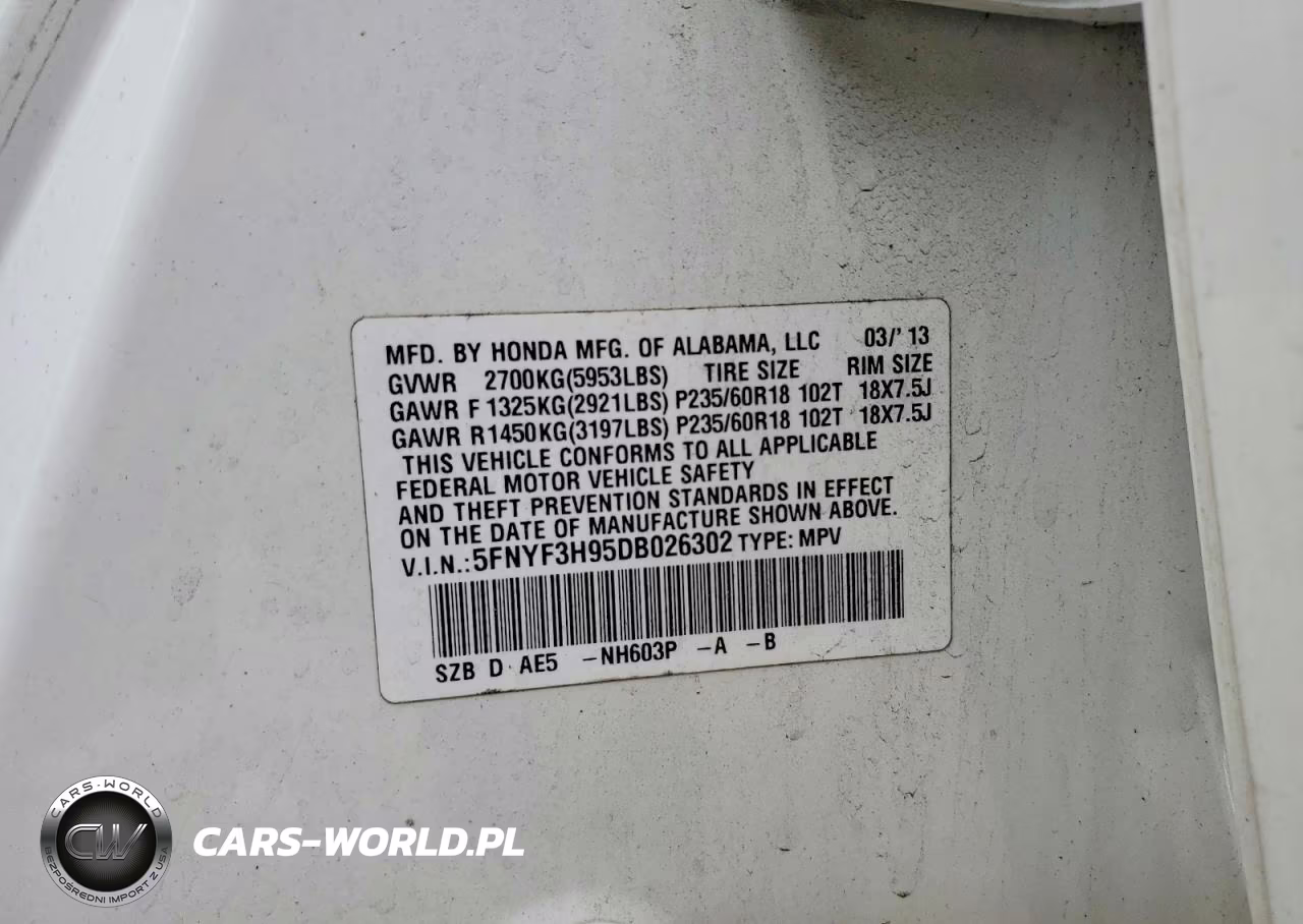 2013 Honda Pilot Touring VIN:5FNYF3H95DB026302 - 13