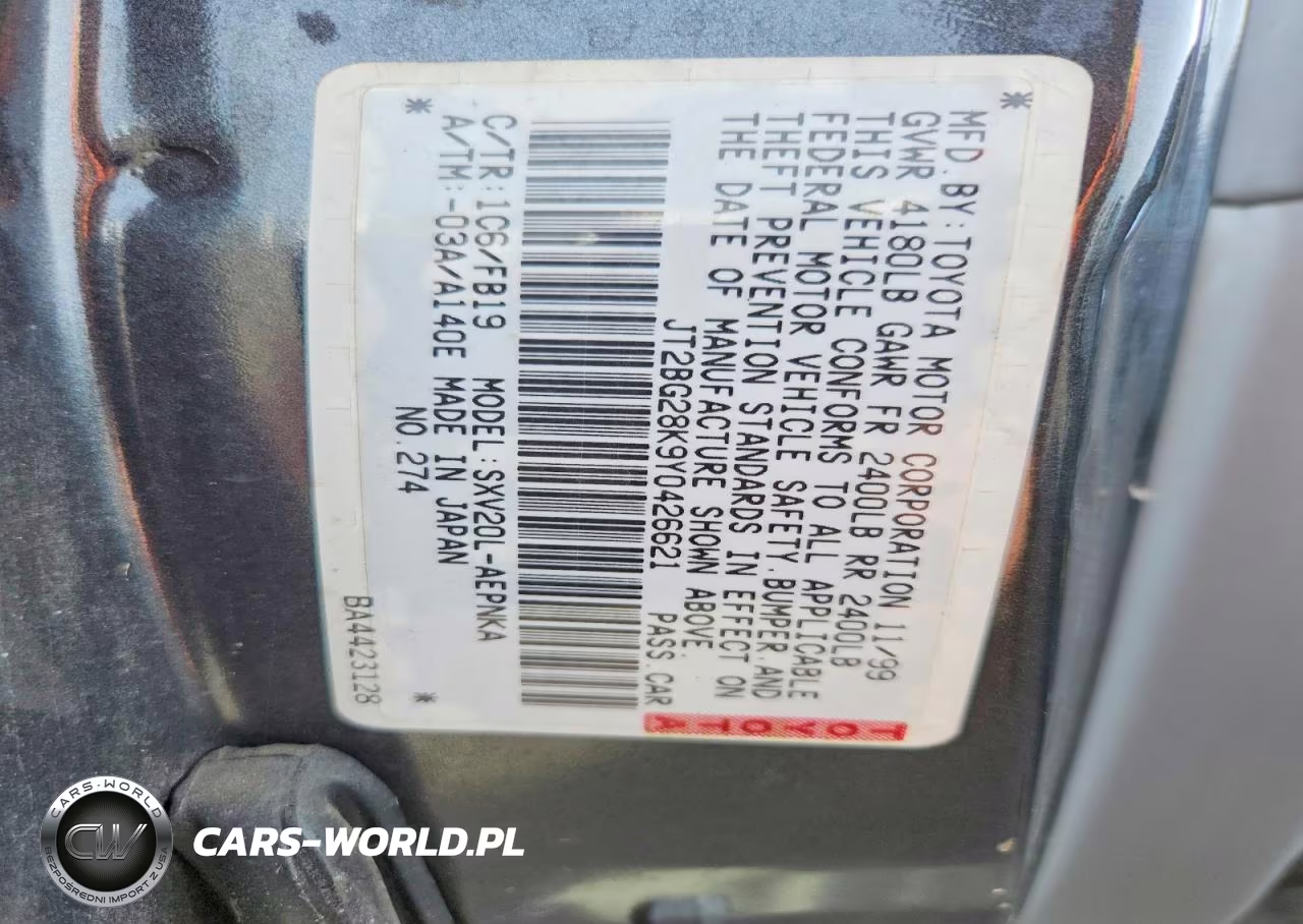 2000 Toyota Camry Le VIN:JT2BG28K9Y0426621 - 12