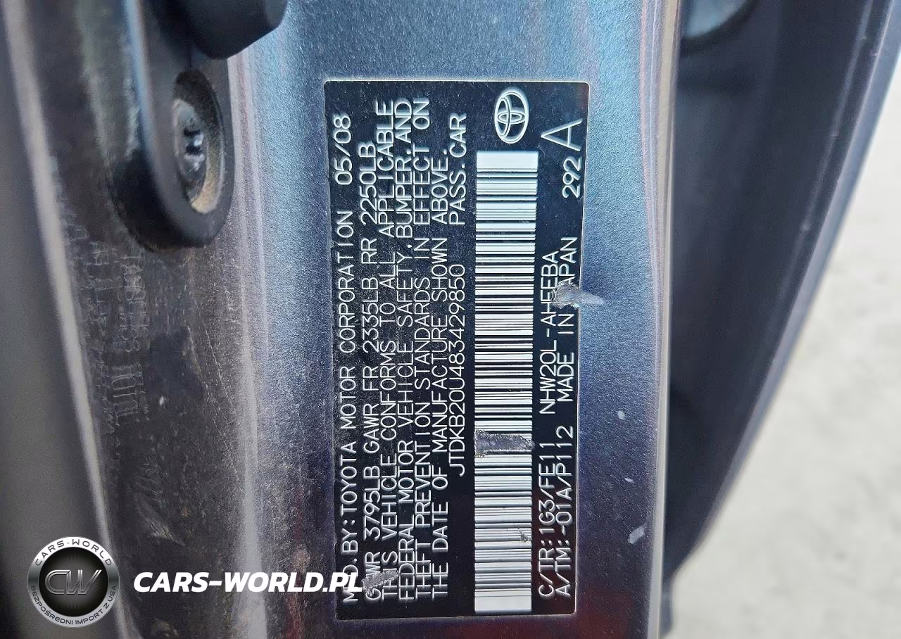 2008 Toyota Prius Base VIN:JTDKB20U483429850 - 12
