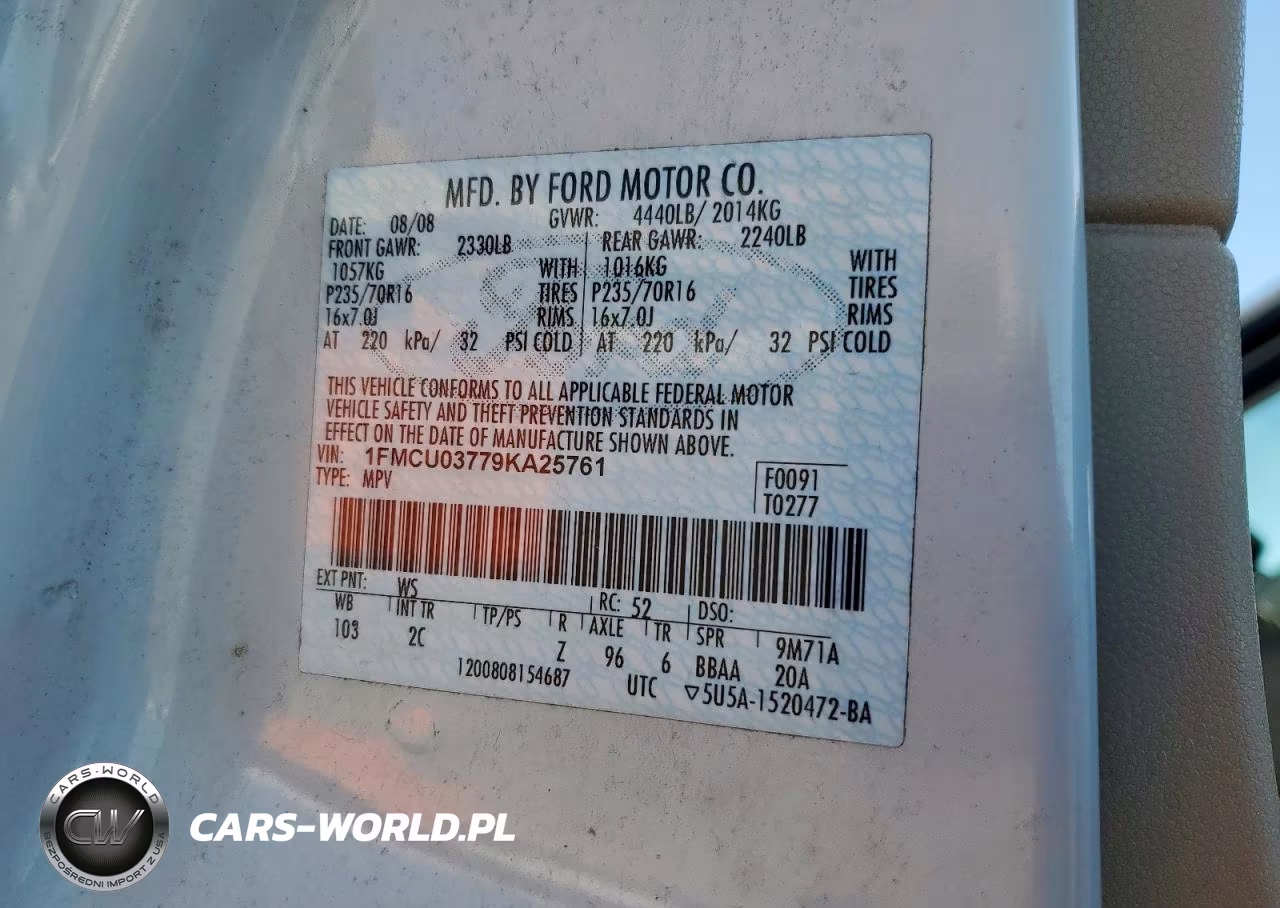 2009 Ford Escape Xlt VIN:1FMCU03779KA25761 - 12