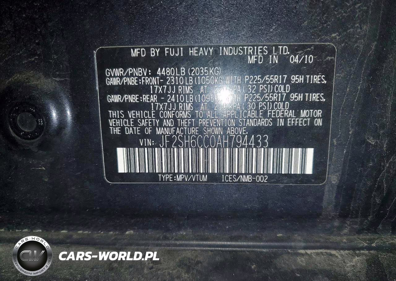 2010 Subaru Forester 2.5X Premium VIN:JF2SH6CC0AH794433 - 13