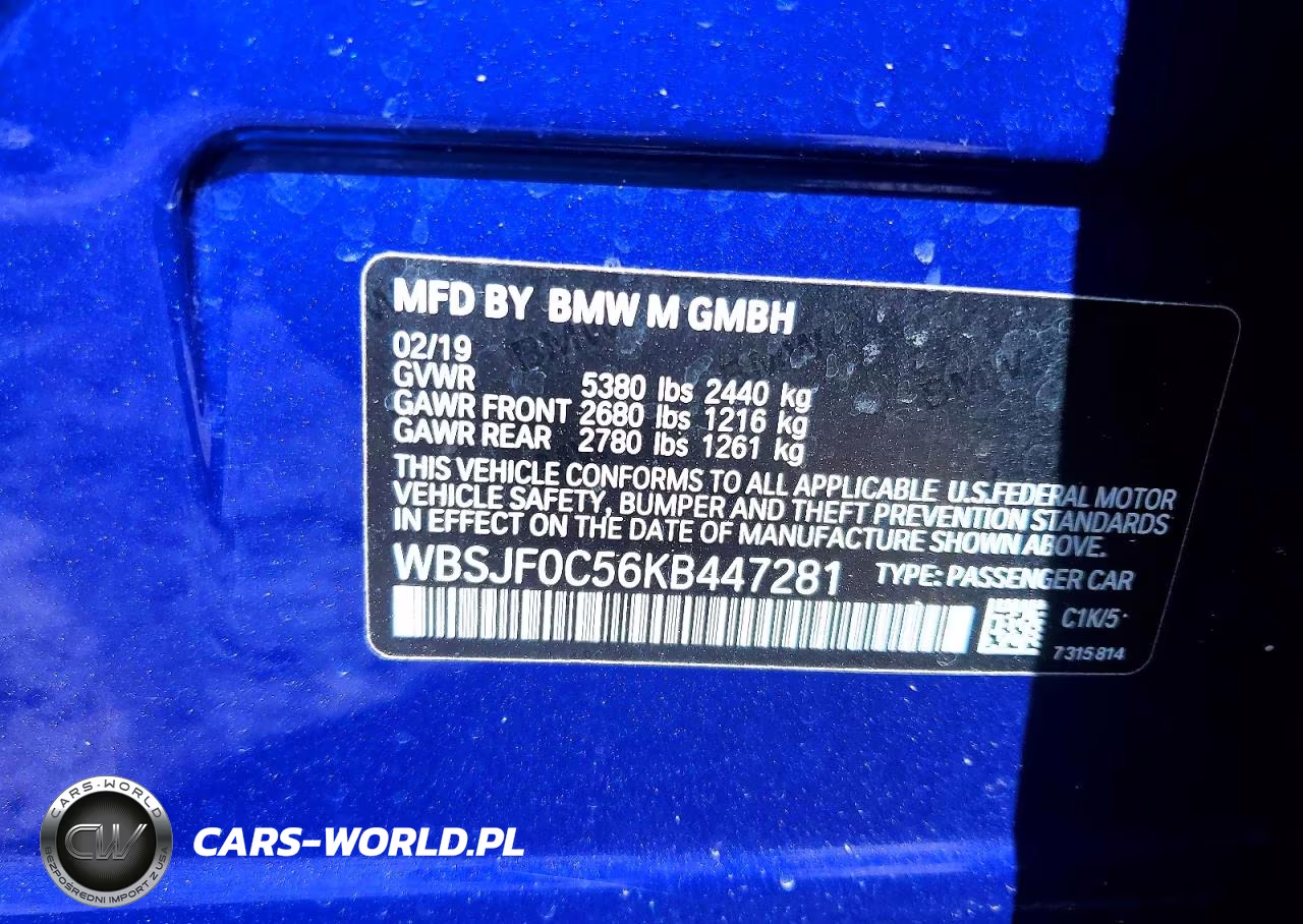 2019 BMW M5 VIN:WBSJF0C56KB447281 - 12
