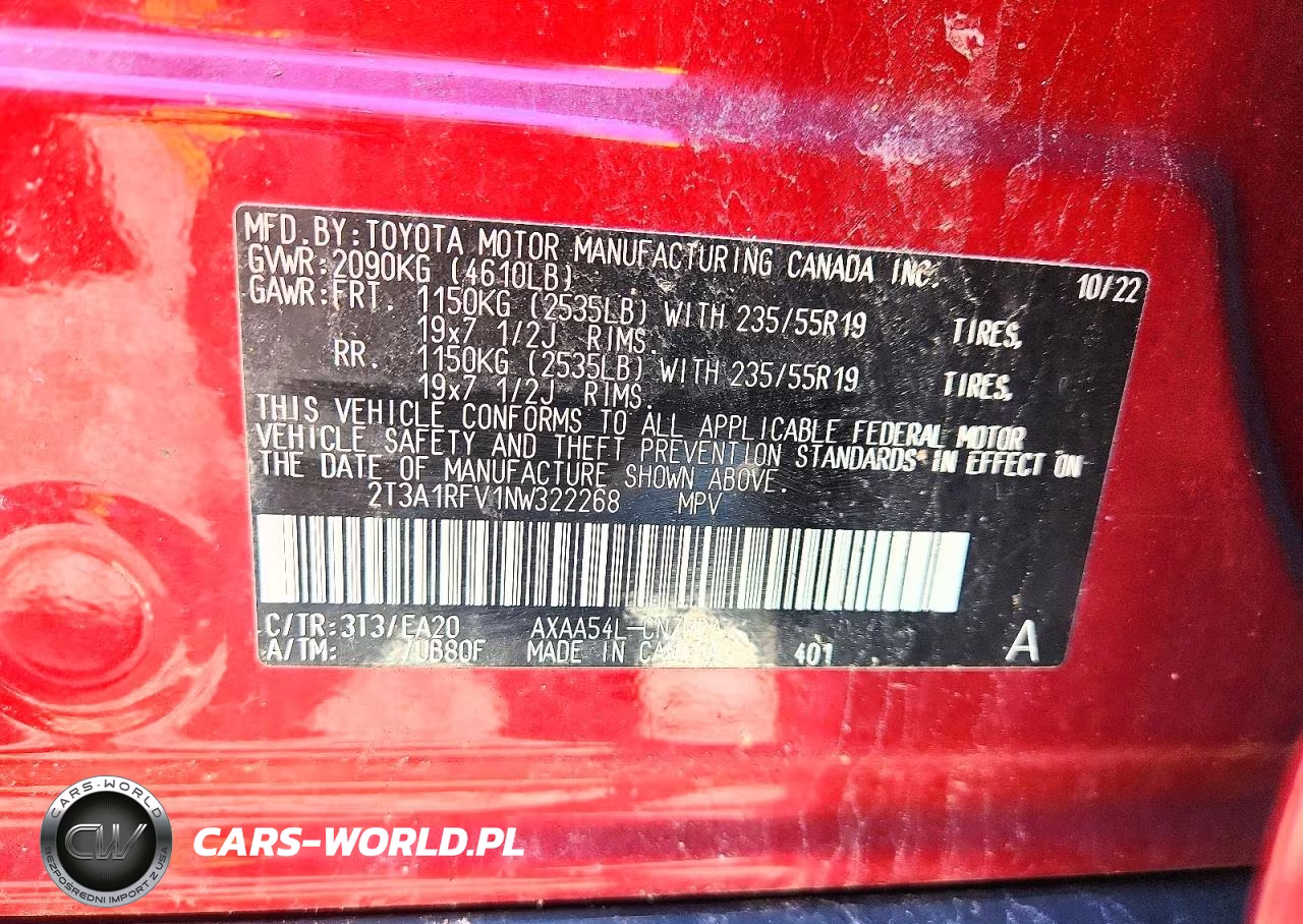 2022 Toyota Rav4 Xle Premium VIN:2T3A1RFV1NW322268 - 13