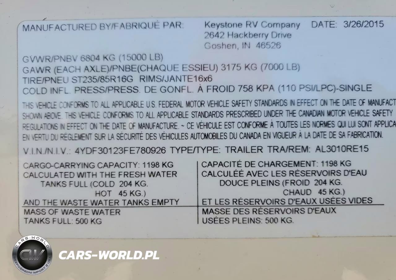 2015 Keystone Alpine 3010 Re - Camper VIN:4YDF30123FE780926 - 10
