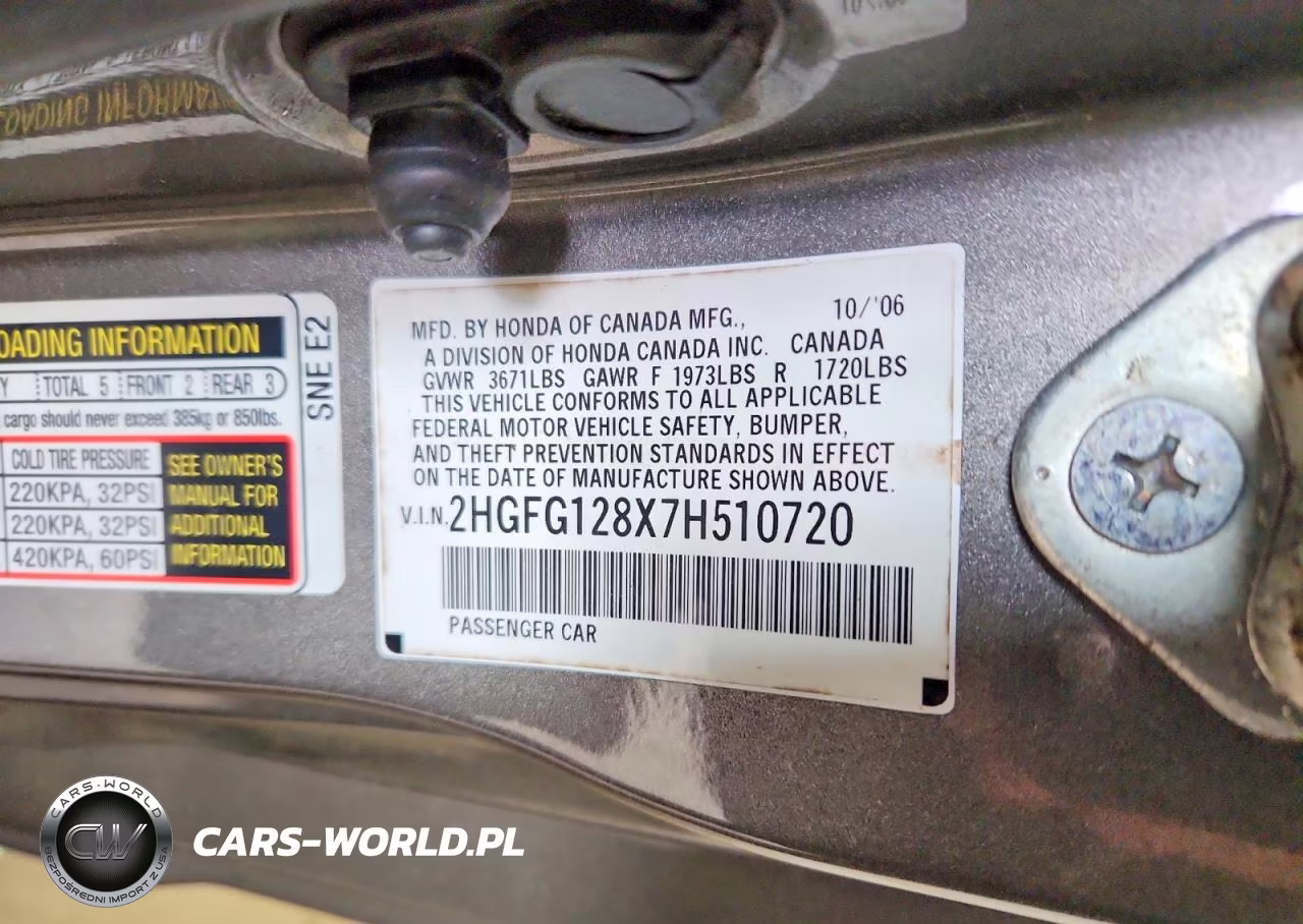 2007 Honda Civic Ex VIN:2HGFG128X7H510720 - 12