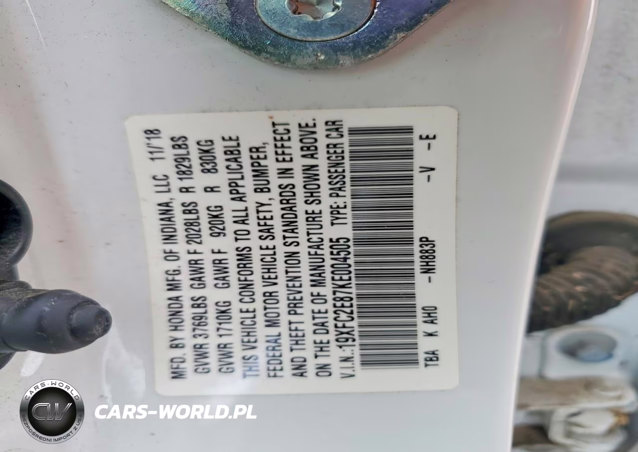 2019 Honda Civic Sport VIN:19XFC2E87KE004505 - 12
