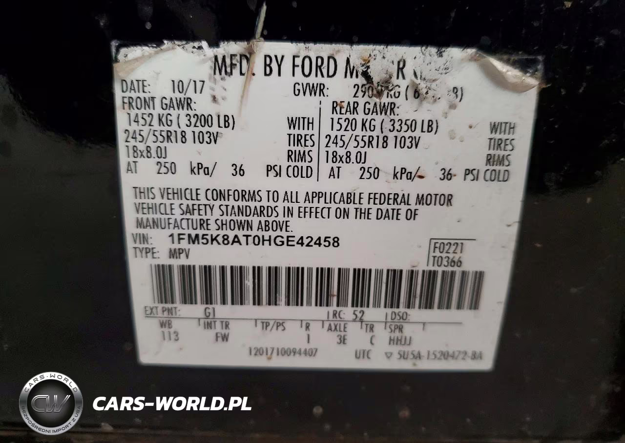 2015 Ford Escort VIN:1FM5K8AT0HGE42458 - 12