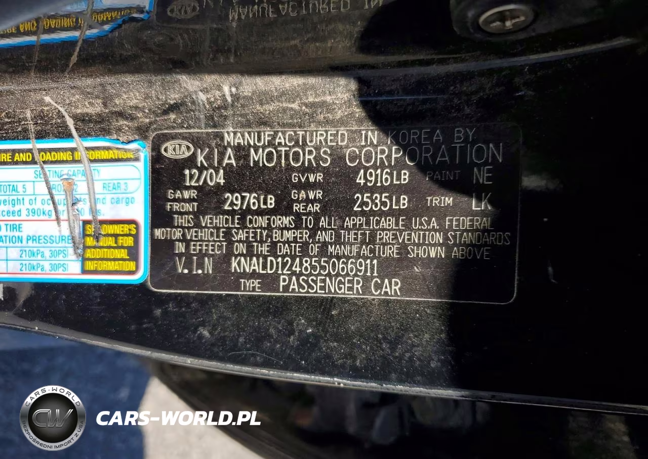 2005 Kia Amanti Base VIN:KNALD124855066911 - 12