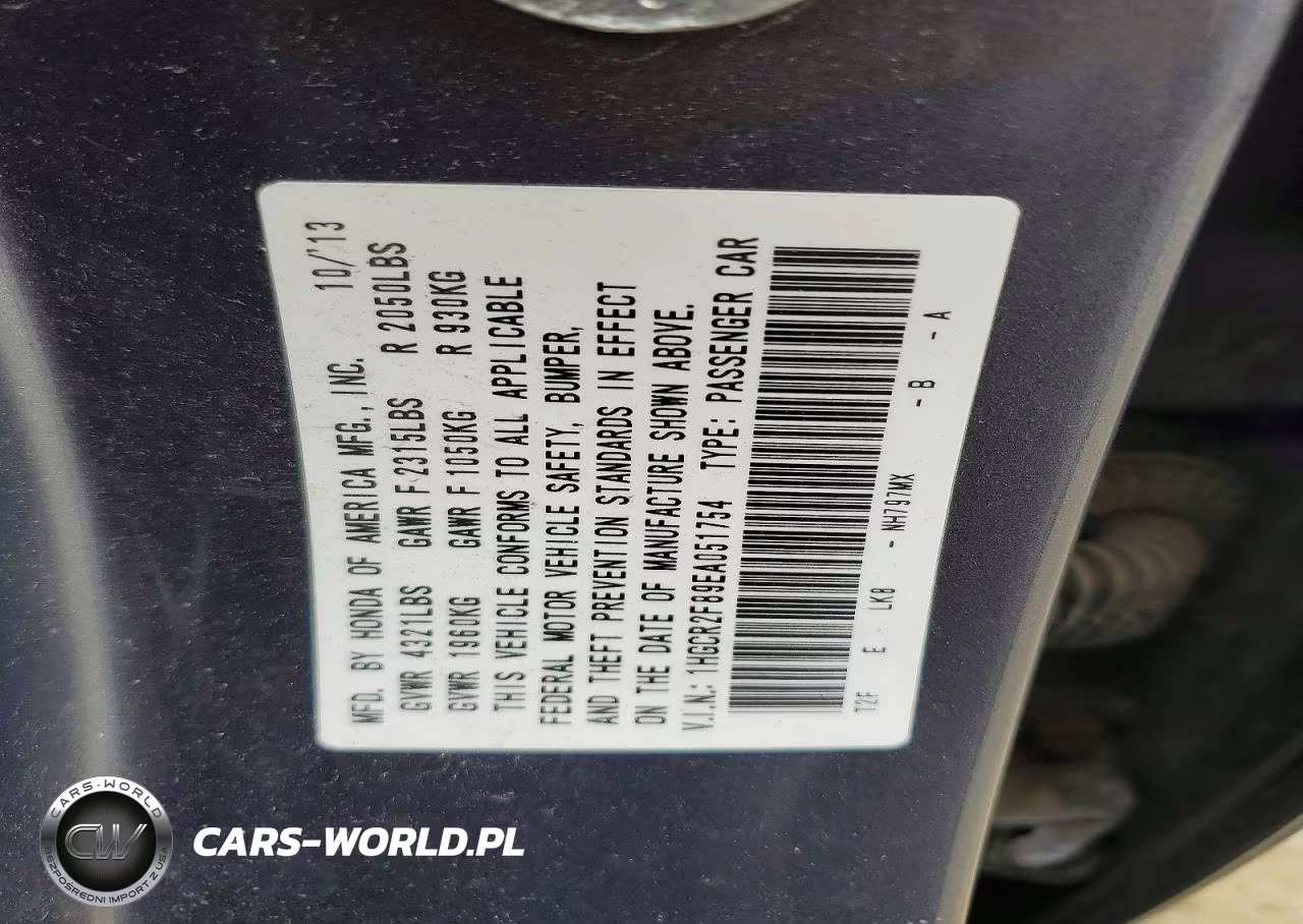 2014 Honda Accord Exl VIN:1HGCR2F89EA051754 - 12