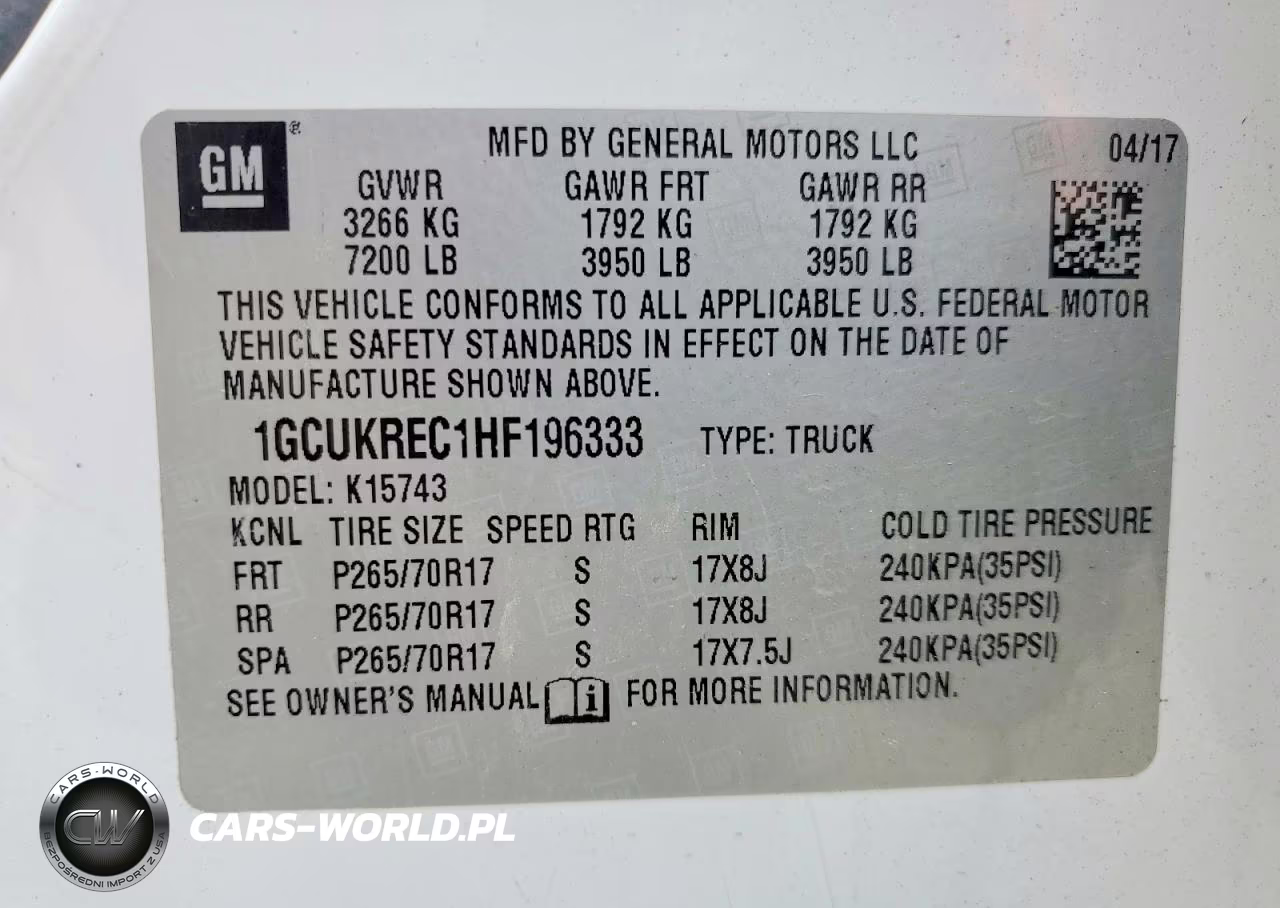 2017 Chevrolet Silverado K1500 Lt VIN:1GCUKREC1HF196333 - 12
