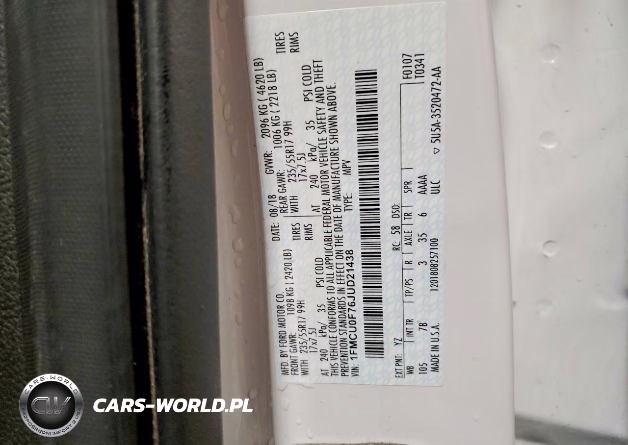 2018 Ford Escape S VIN:1FMCU0F76JUD21438 - 13