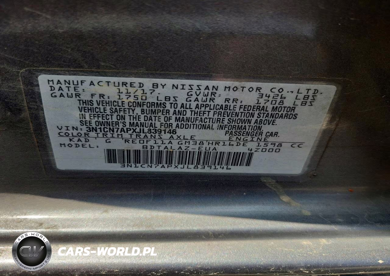 2018 Nissan Versa S Plus VIN:3N1CN7APXJL839146 - 12