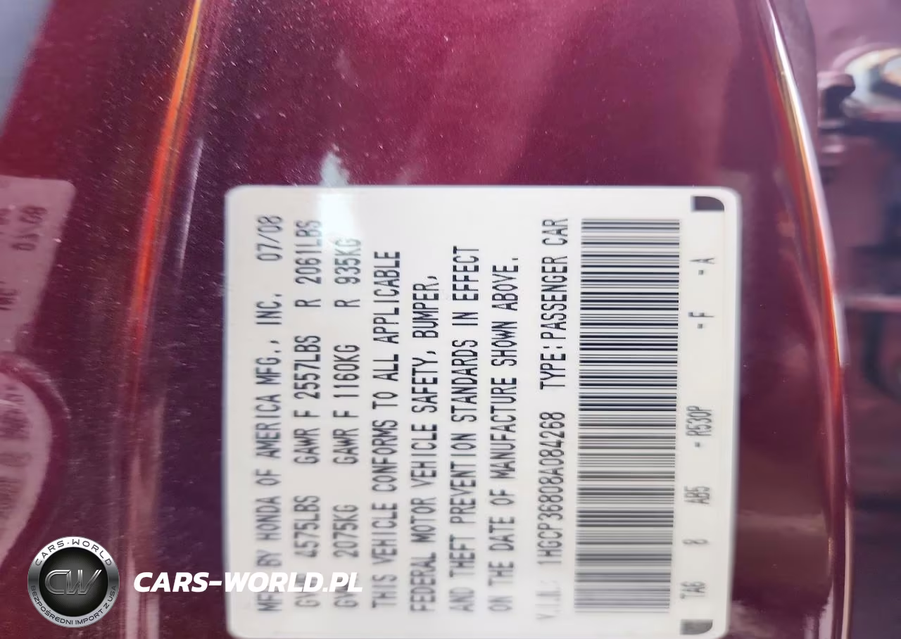 2008 Honda Accord Exl VIN:1HGCP36808A084268 - 13