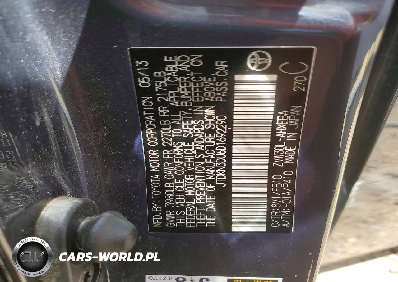 2013 Toyota Prius One VIN:JTDKN3DU6D1692290 - 12