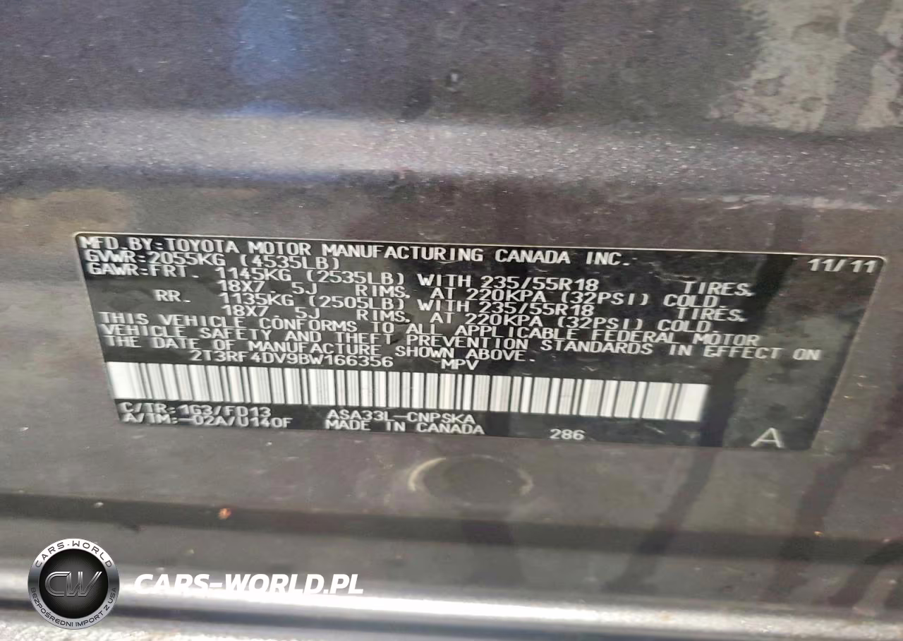 2011 Toyota Rav4 Sport VIN:2T3RF4DV9BW166356 - 13