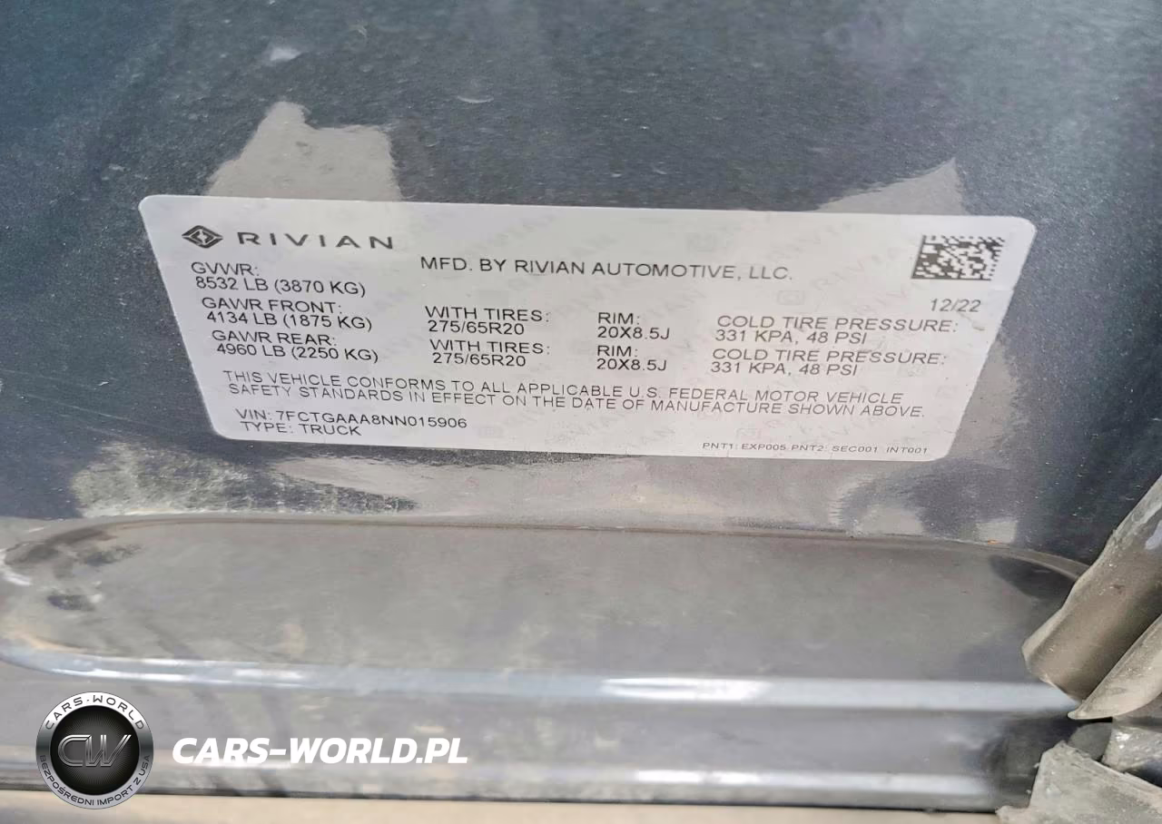2022 Rivian R1T Adventure VIN:7FCTGAAA8NN015906 - 12