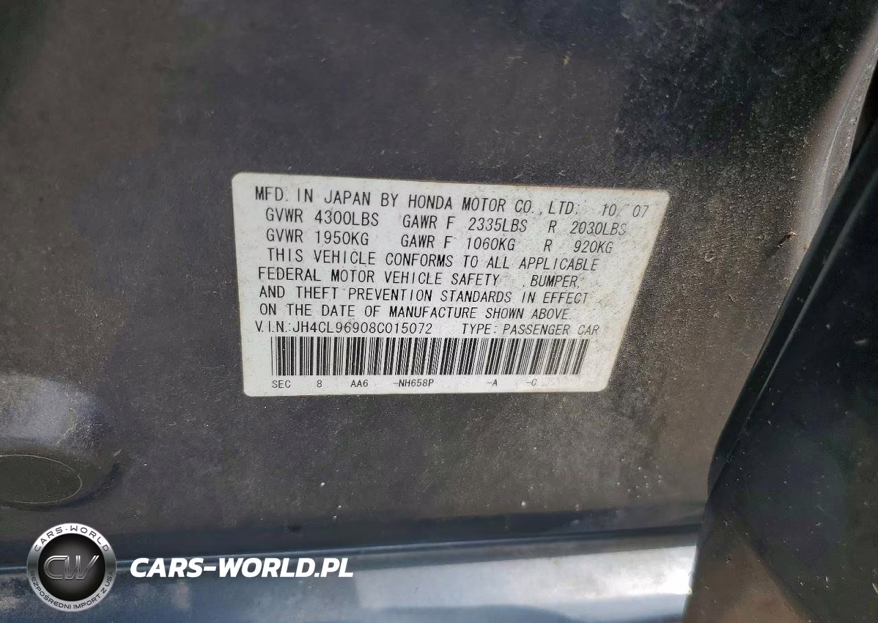2008 Acura Tsx VIN:JH4CL96908C015072 - 12