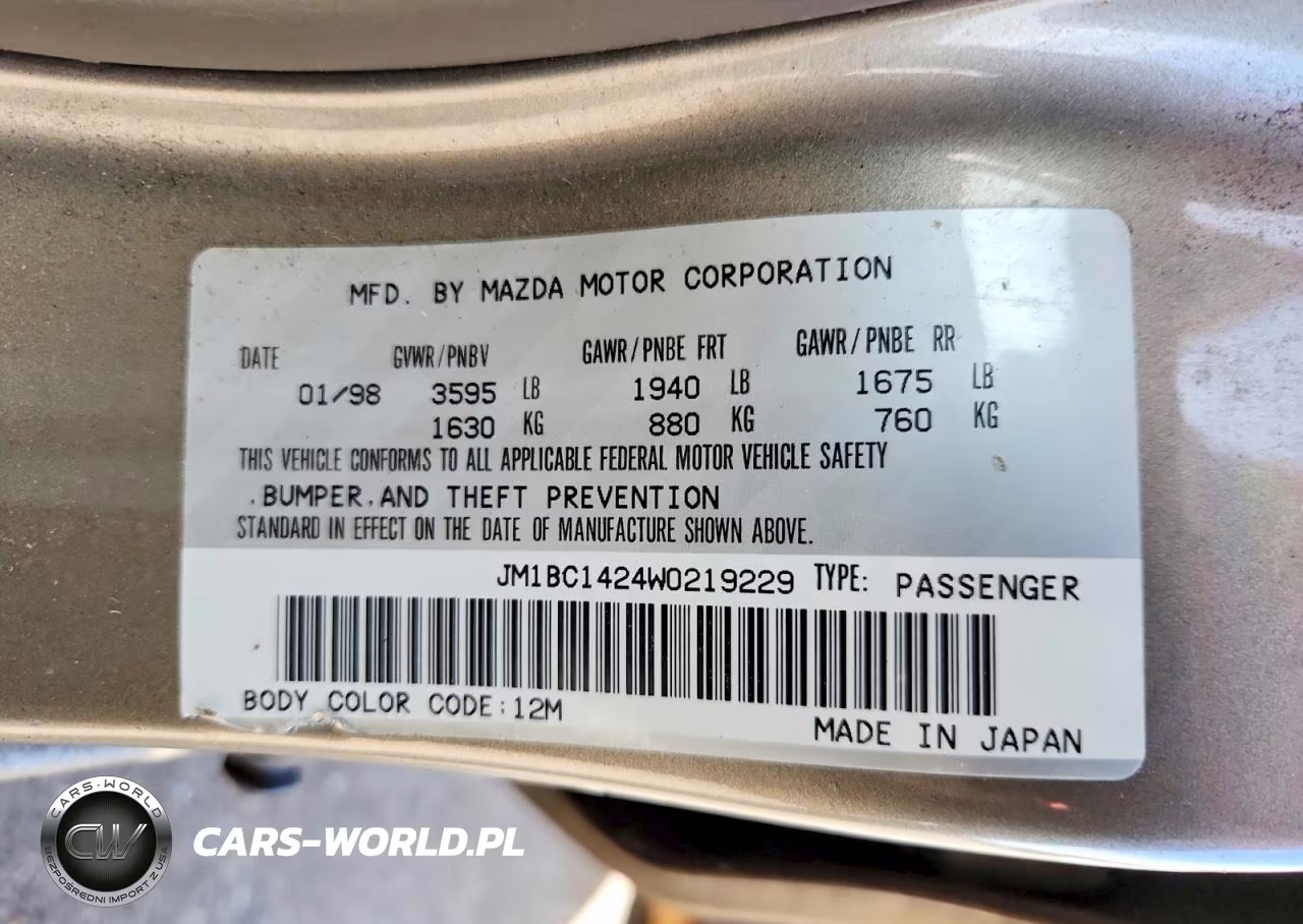 1998 Mazda Protege Lx VIN:JM1BC1424W0219229 - 12