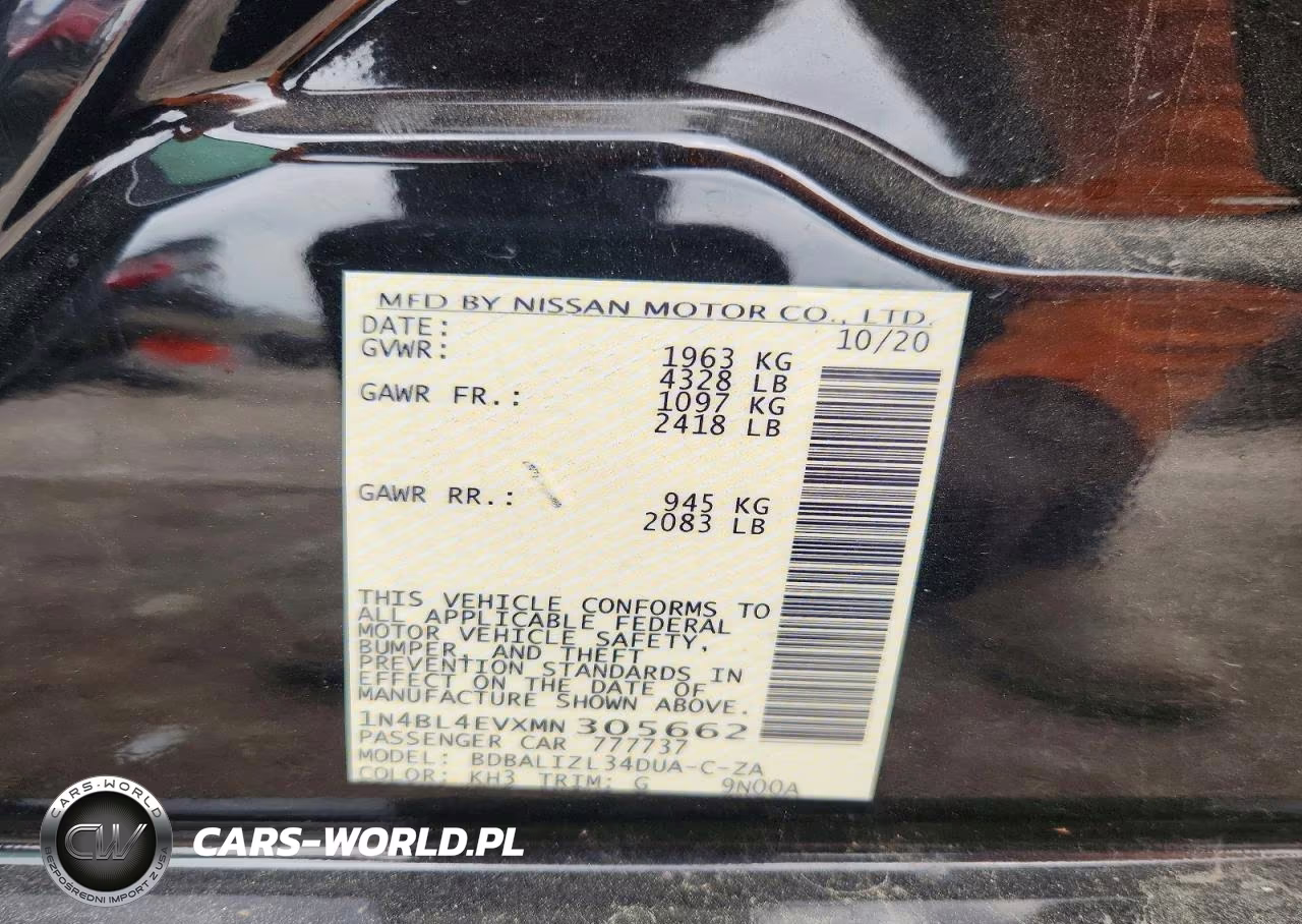 2021 Nissan Altima Sl VIN:1N4BL4EVXMN305662 - 13