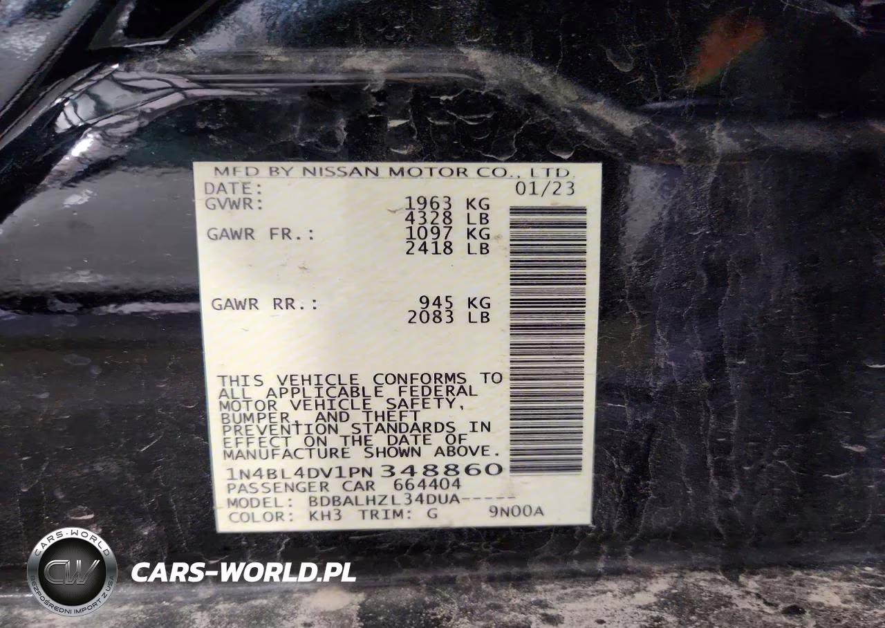 2023 Nissan Altima Sv VIN:1N4BL4DV1PN348860 - 13