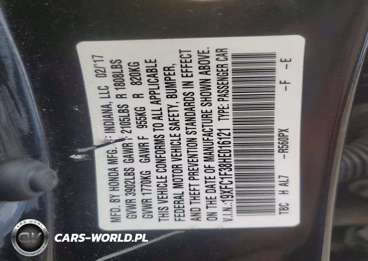 2017 Honda Civic Ex VIN:19XFC1F38HE016121 - 13
