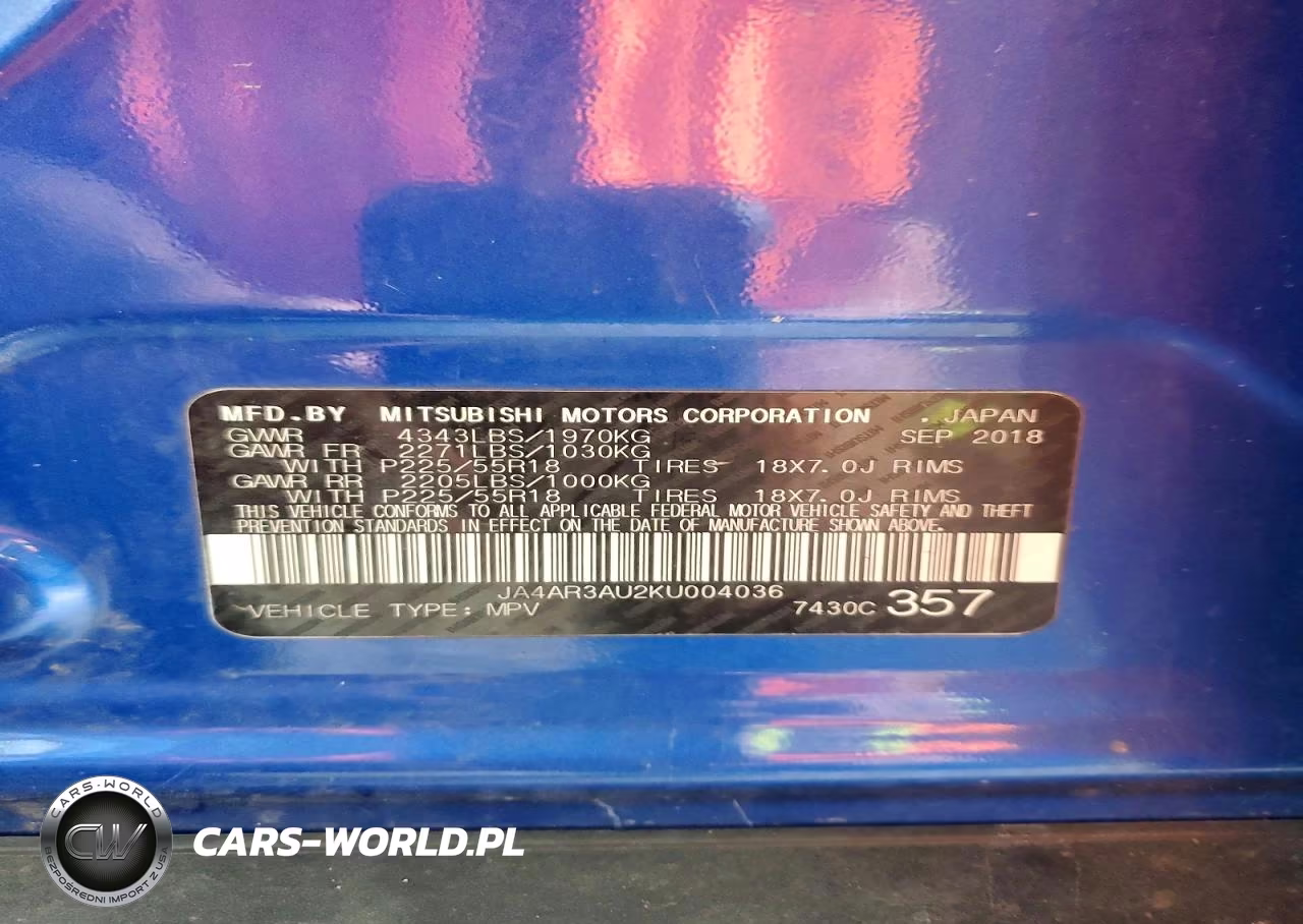 2019 Mitsubishi Outlander Sport Es VIN:JA4AR3AU2KU004036 - 12