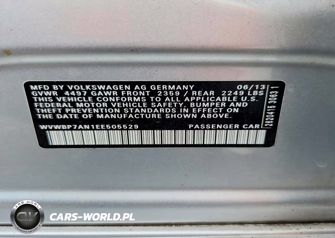 2014 Volkswagen Cc Sport VIN:WVWBP7AN1EE505529 - 12